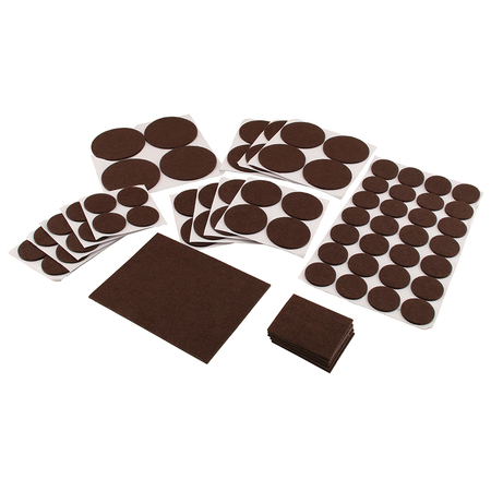 PRIME-LINE Furniture Felt Pad Assortment, Self-Adhesive Backing, Brown, Large 101 Pack MP76575